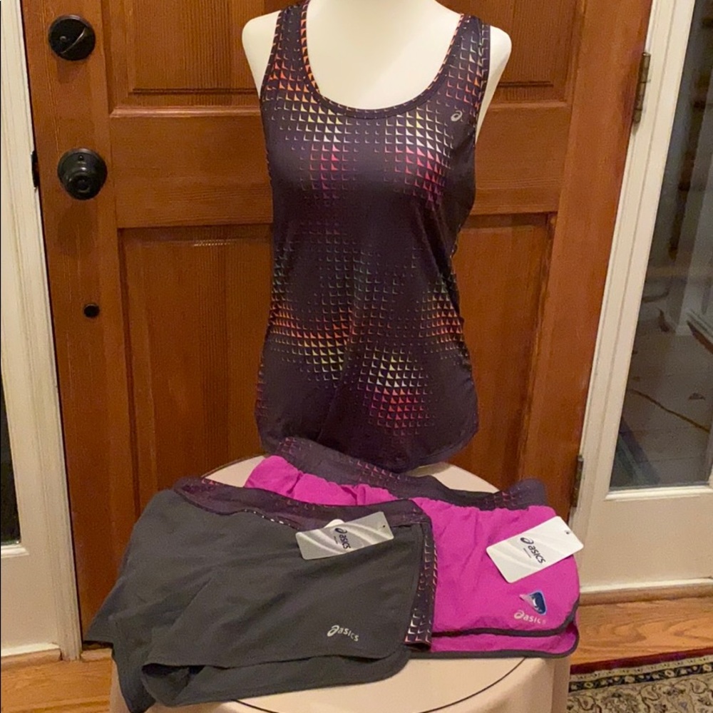 ASICS running tank & 2 shorts bundle